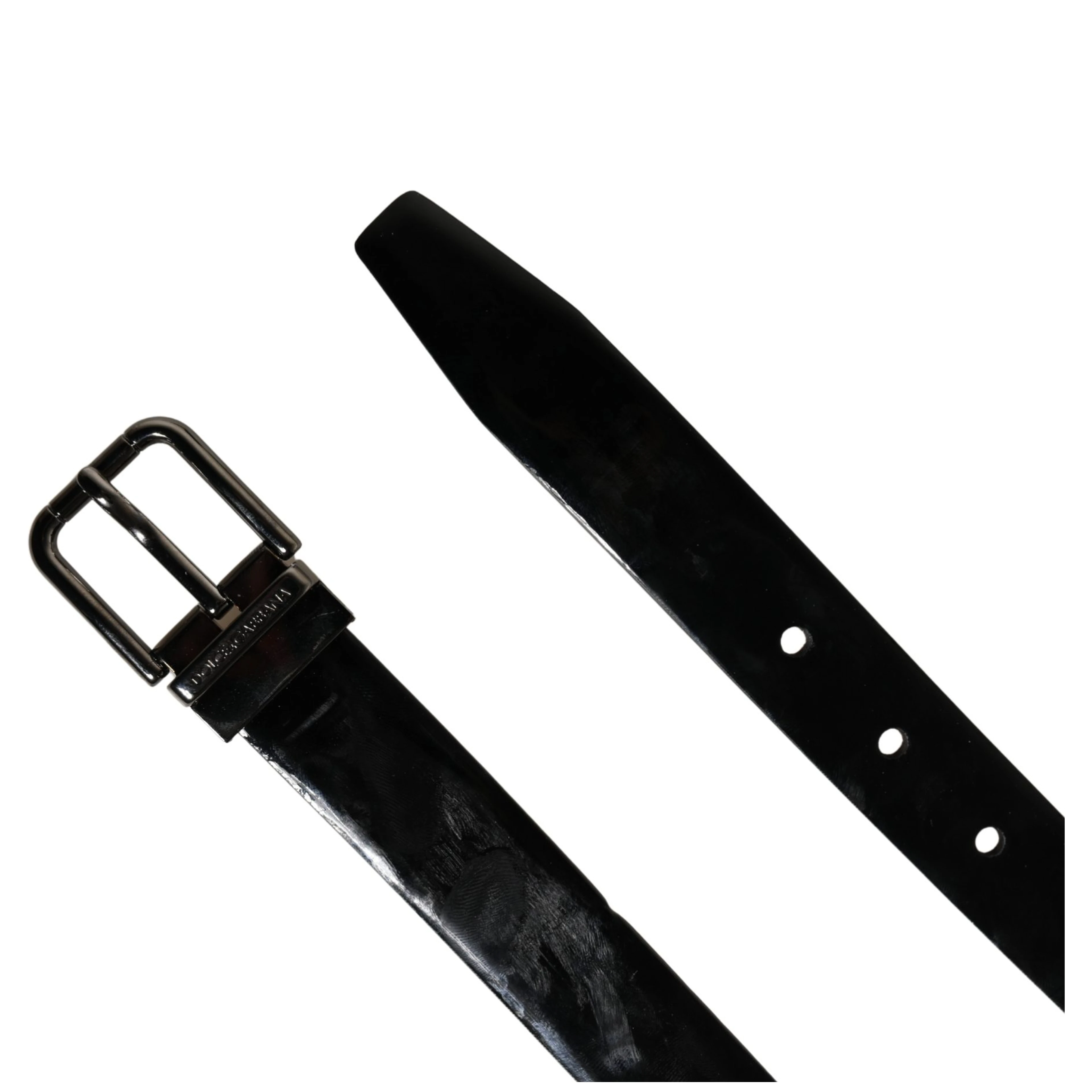 Men Black Classic Leather Metal Buckle Belt