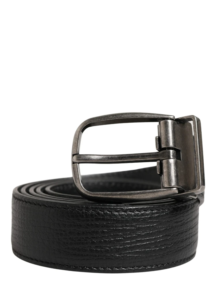 Men Black Classic Leather Metal Buckle Belt alternative