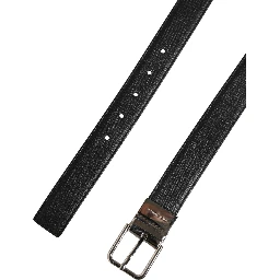 Men Black Classic Leather Metal Buckle Belt