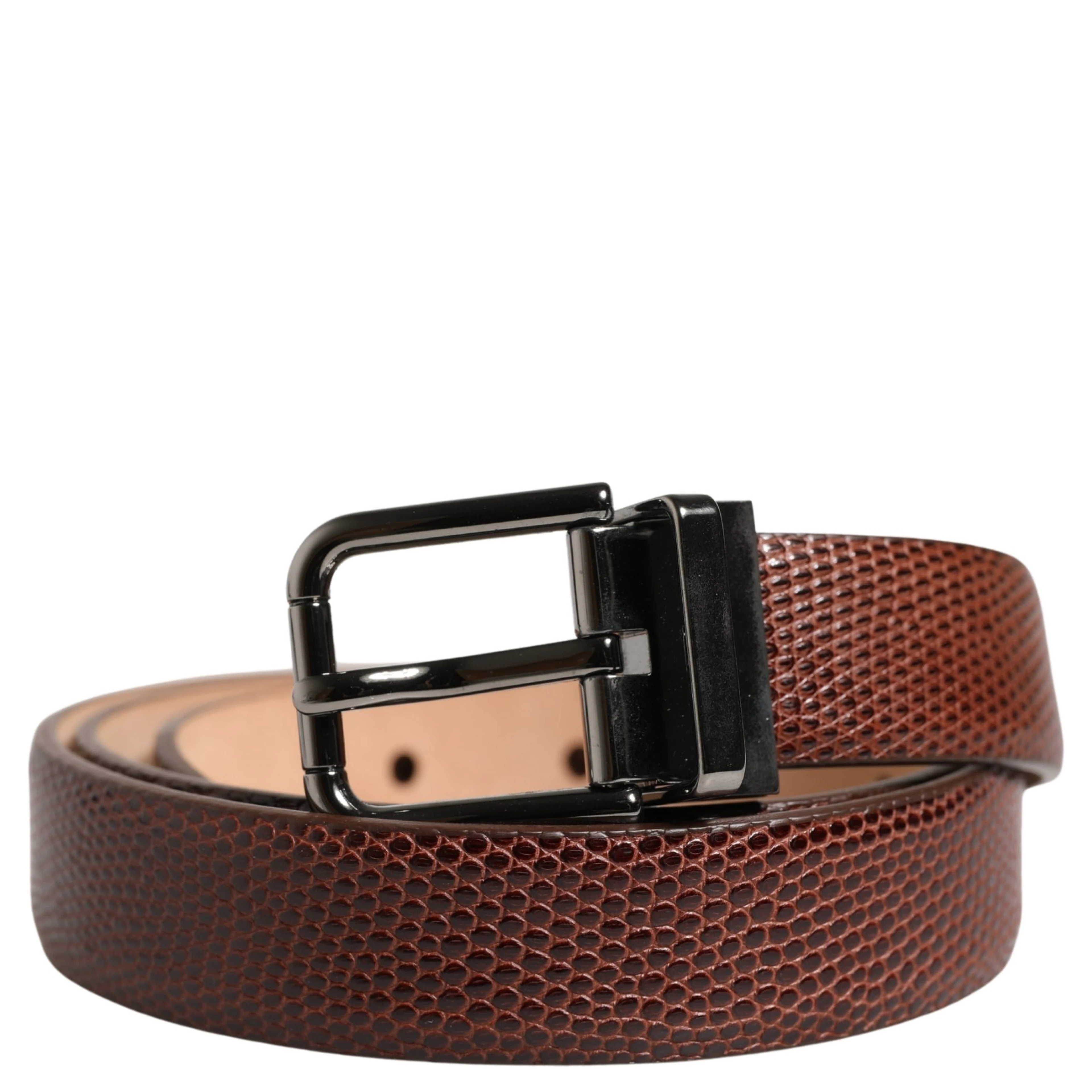 Men Brown Goatskin Leather Metal Buckle Belt
