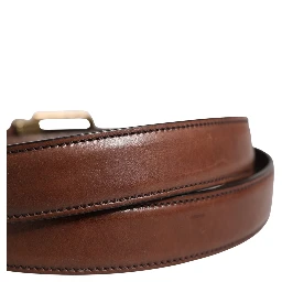 Men Brown Classic Leather Metal Buckle Belt