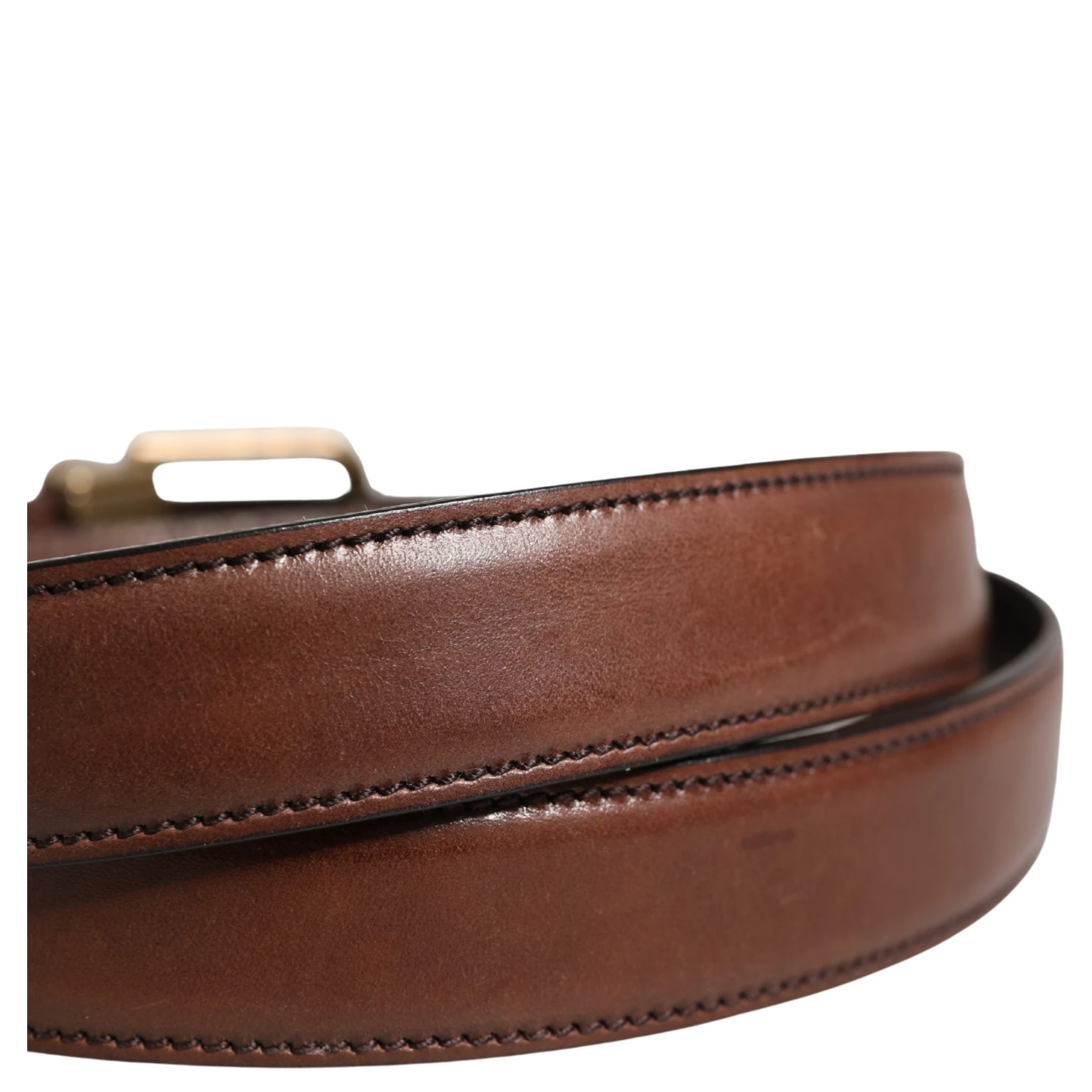 Men Brown Classic Leather Metal Buckle Belt