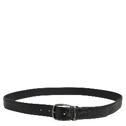 Men Black Classic Leather Metal Buckle Belt