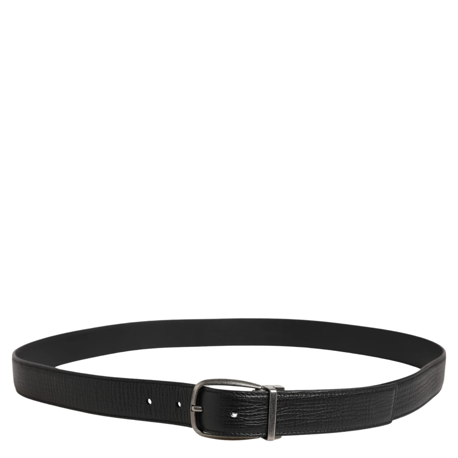 Men Black Classic Leather Metal Buckle Belt
