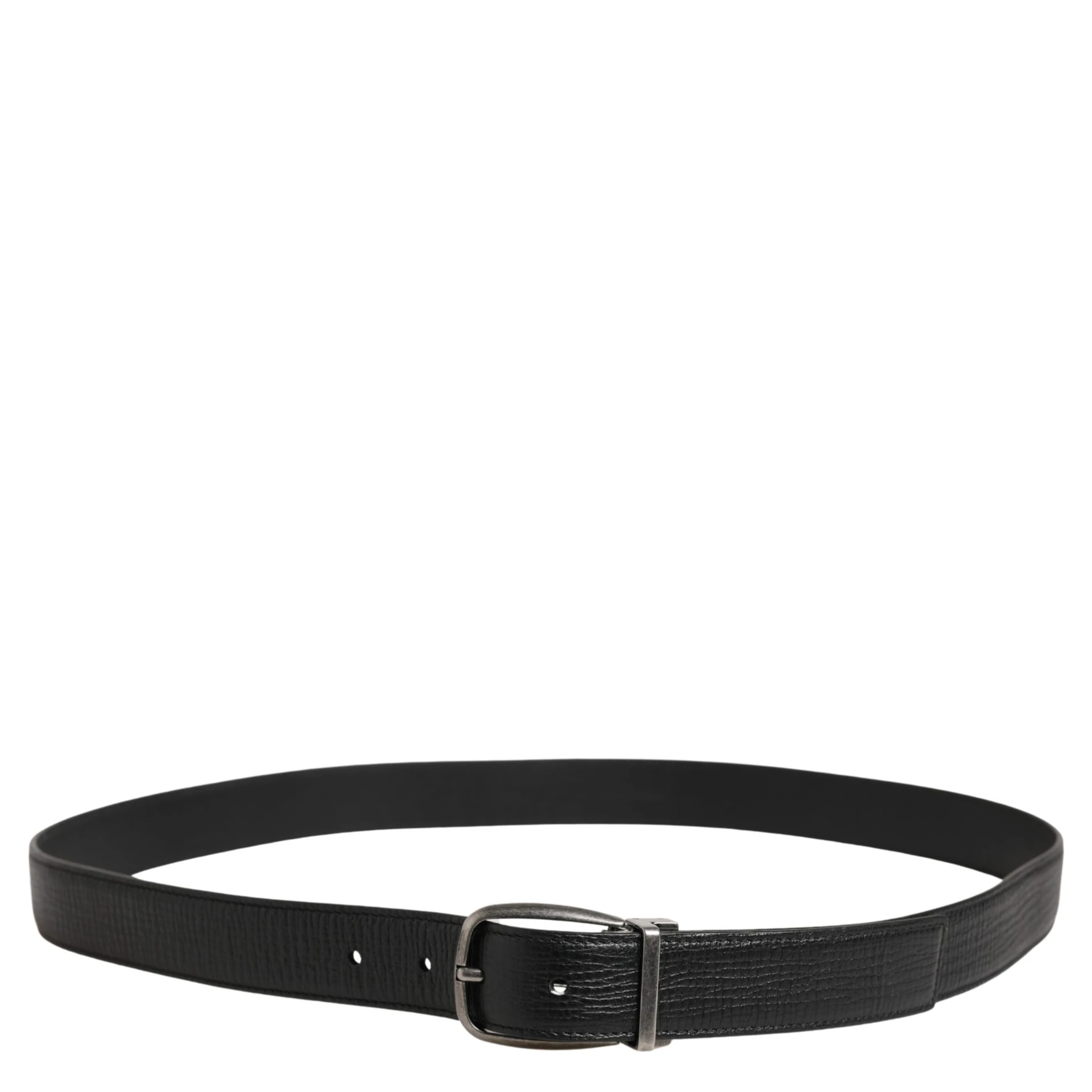 Men Black Classic Leather Metal Buckle Belt