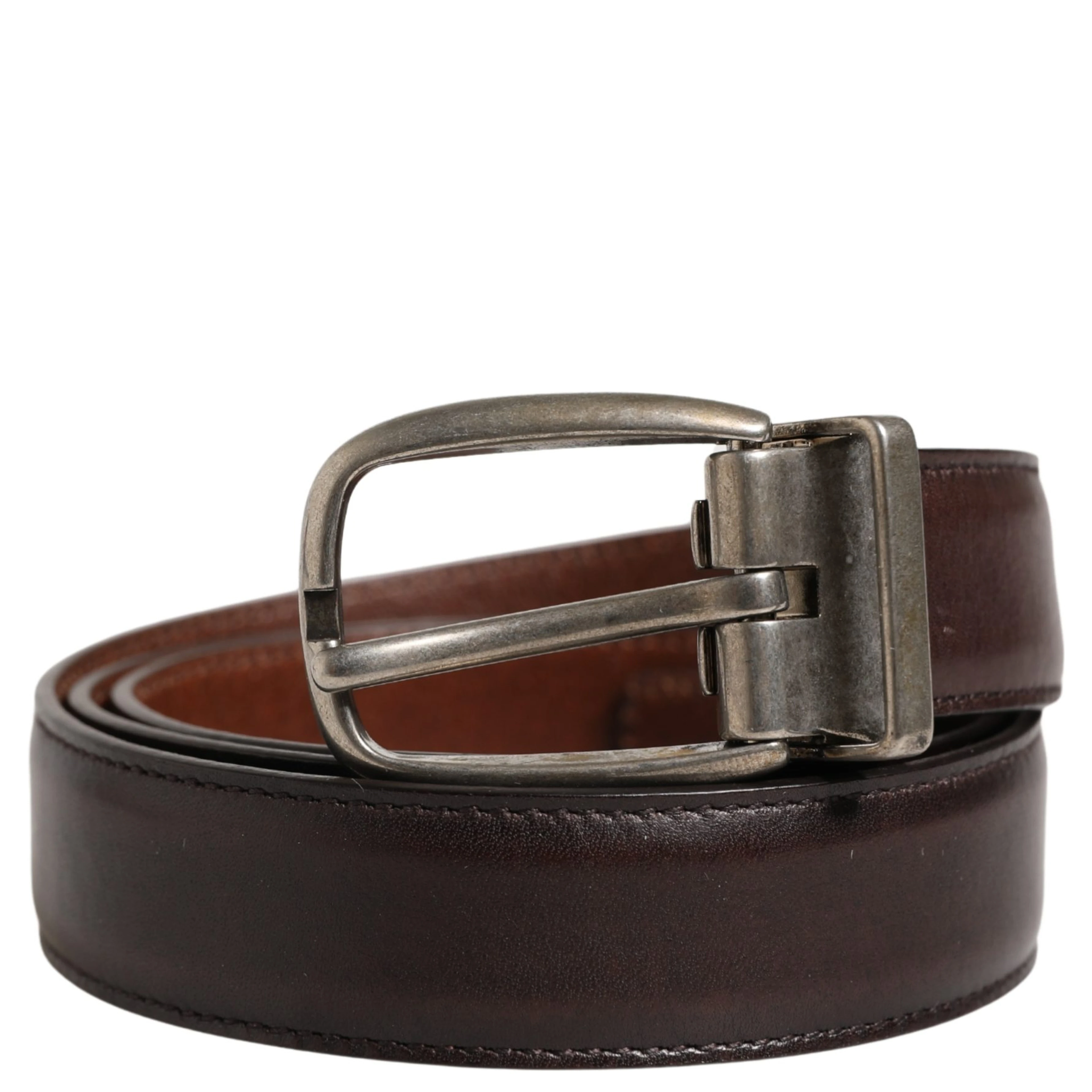 Men Brown Classic Leather Metal Buckle Belt