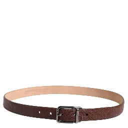 Men Brown Goatskin Leather Metal Buckle Belt