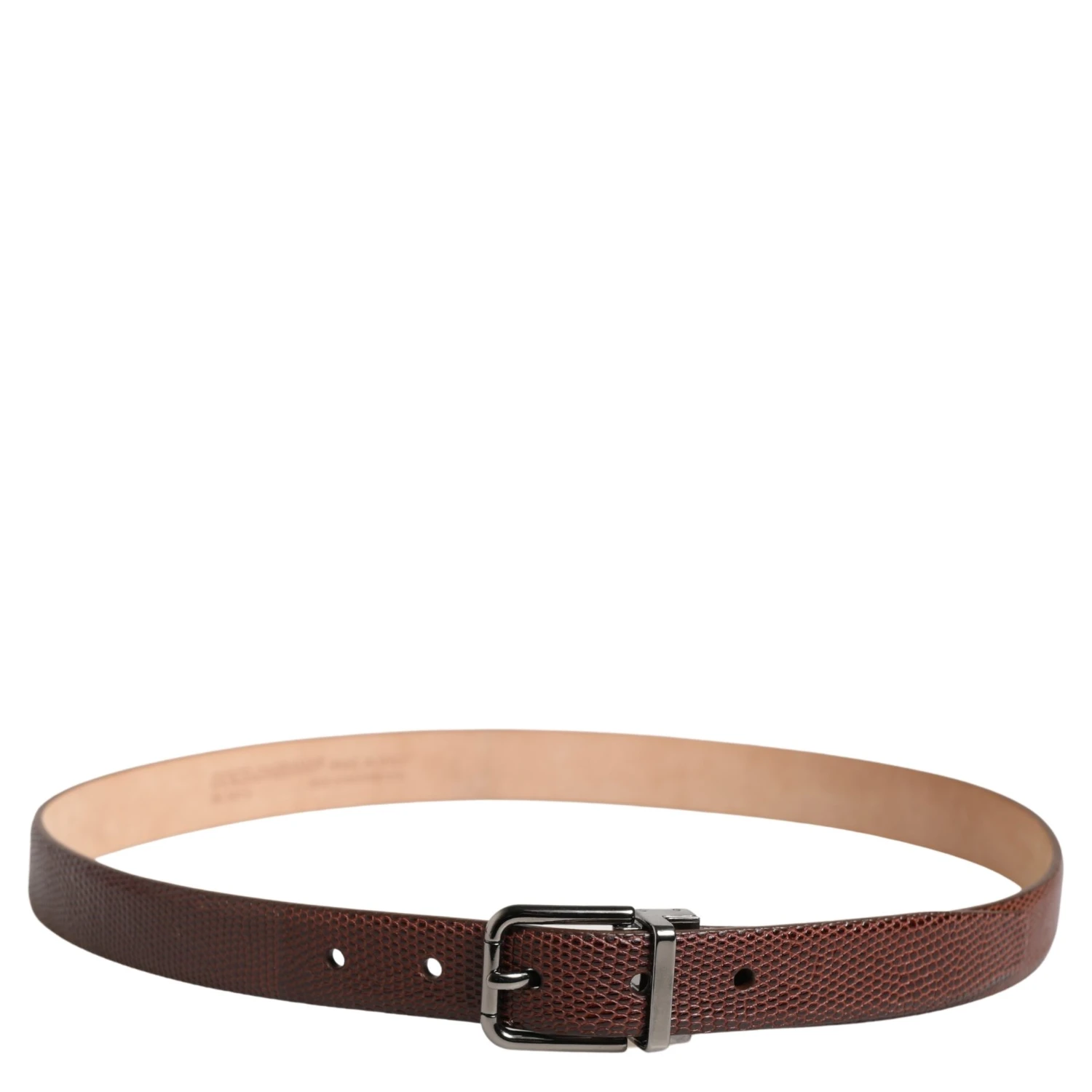 Men Brown Goatskin Leather Metal Buckle Belt