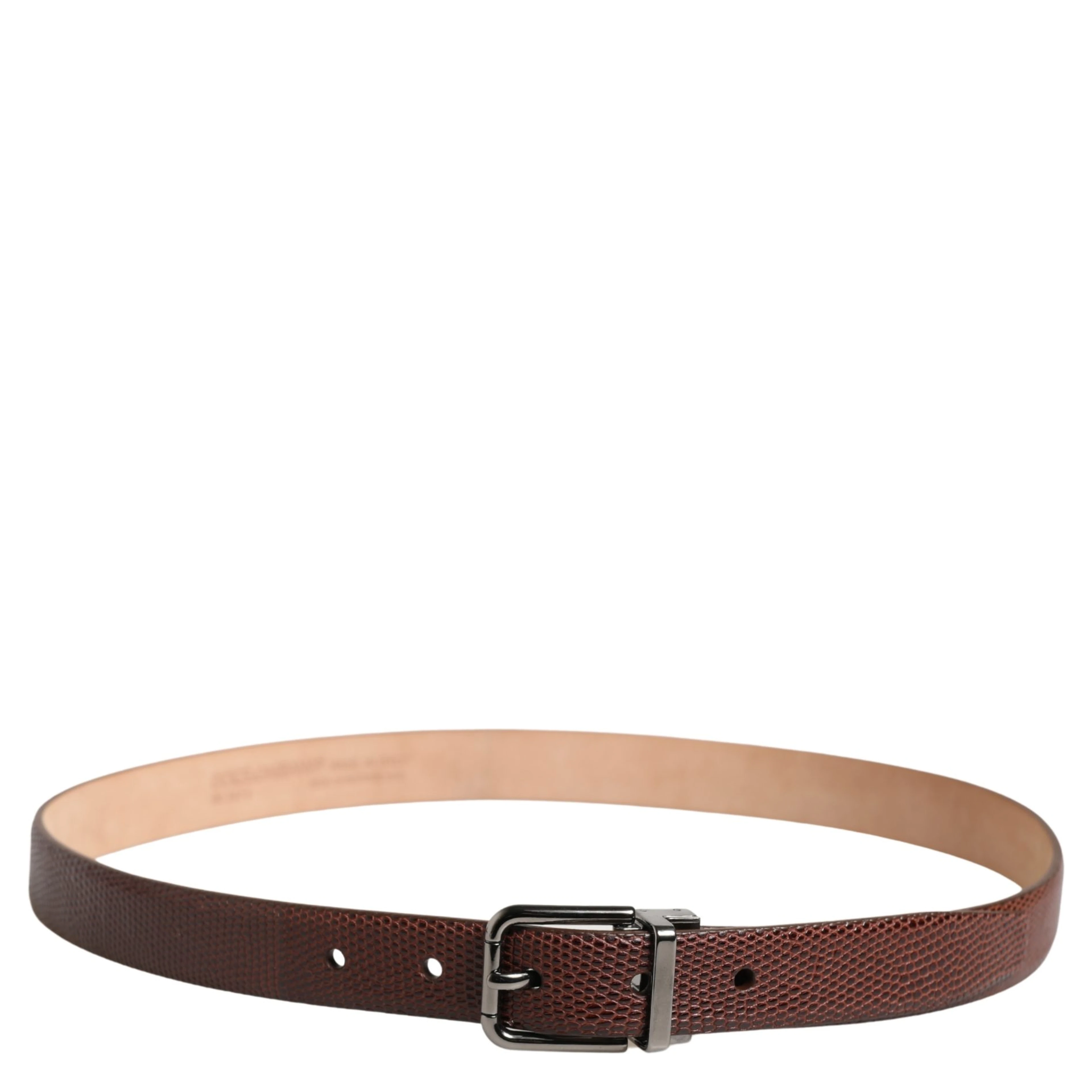 Men Brown Goatskin Leather Metal Buckle Belt