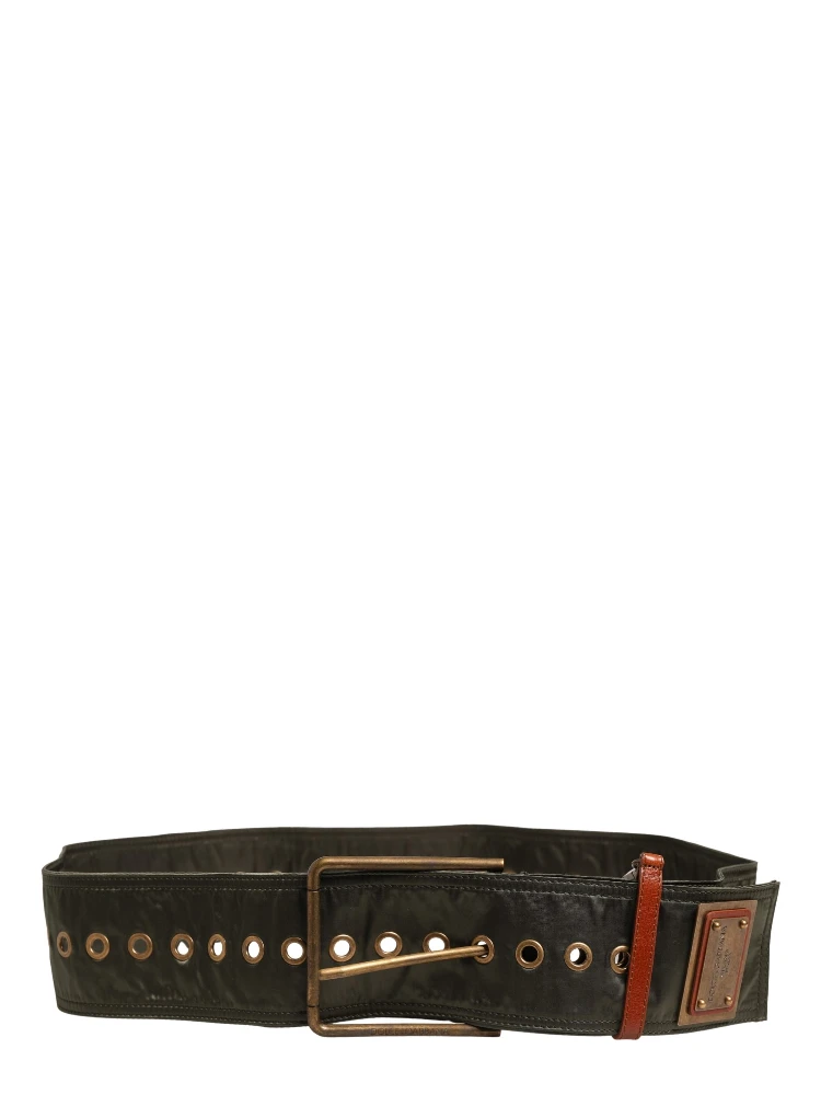 Men Black Wide Leather DG Metal Buckle Belt