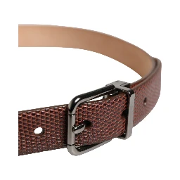 Men Brown Goatskin Leather Metal Buckle Belt
