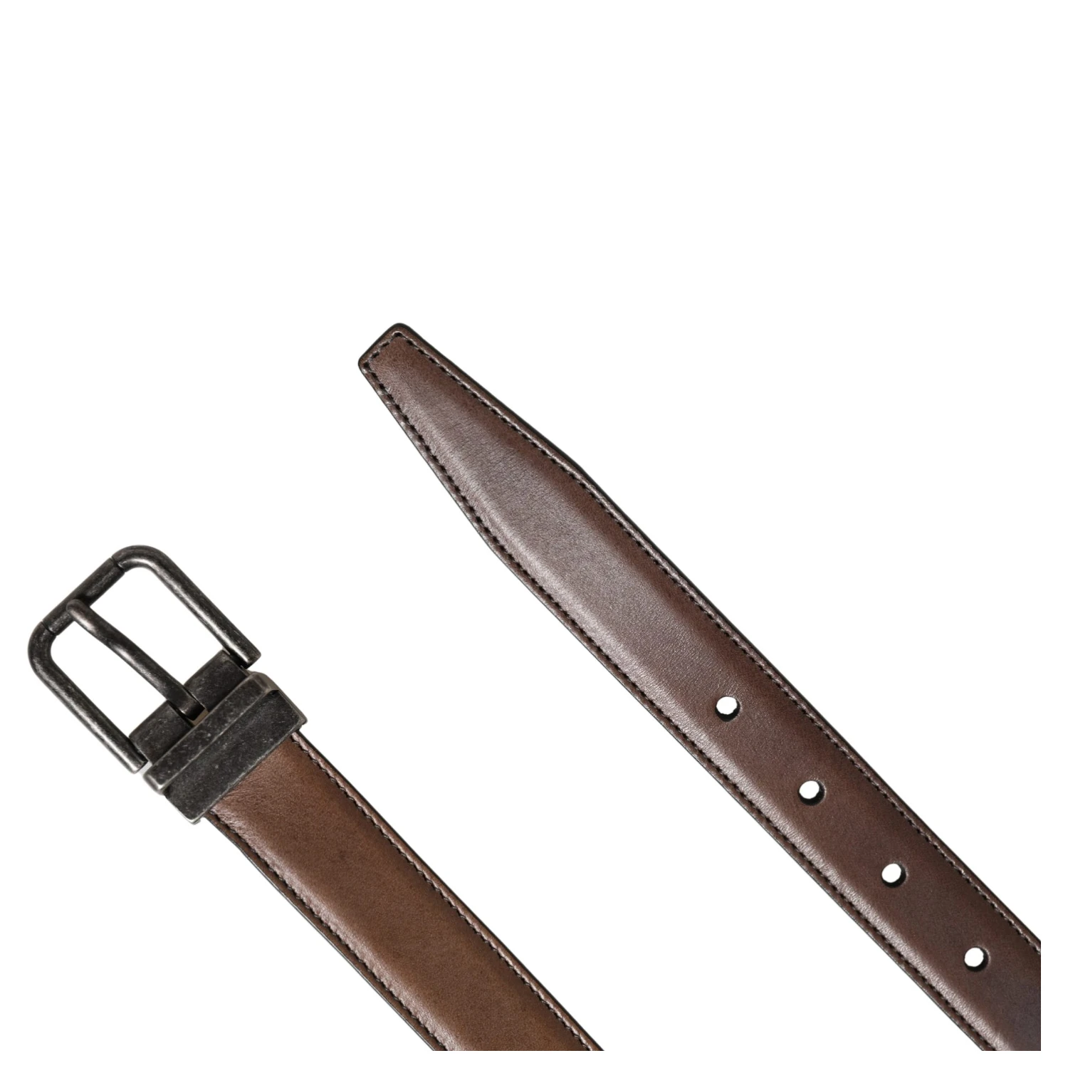 Men Brown Classic Leather Metal Buckle Belt