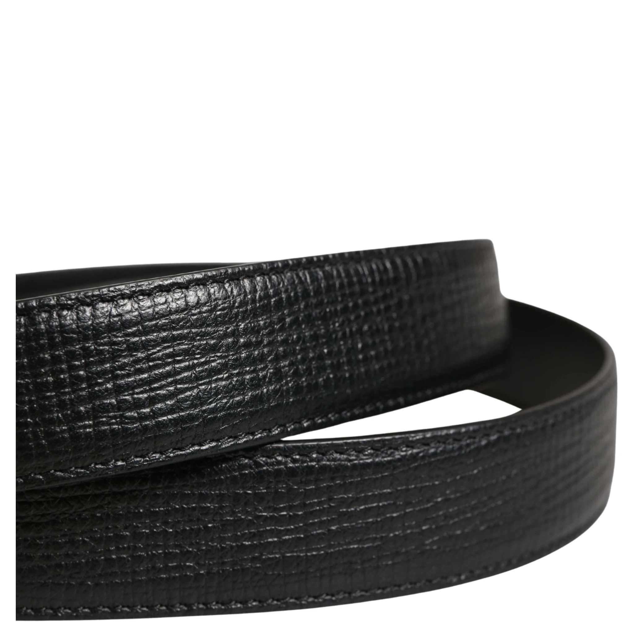 Men Black Classic Leather Metal Buckle Belt