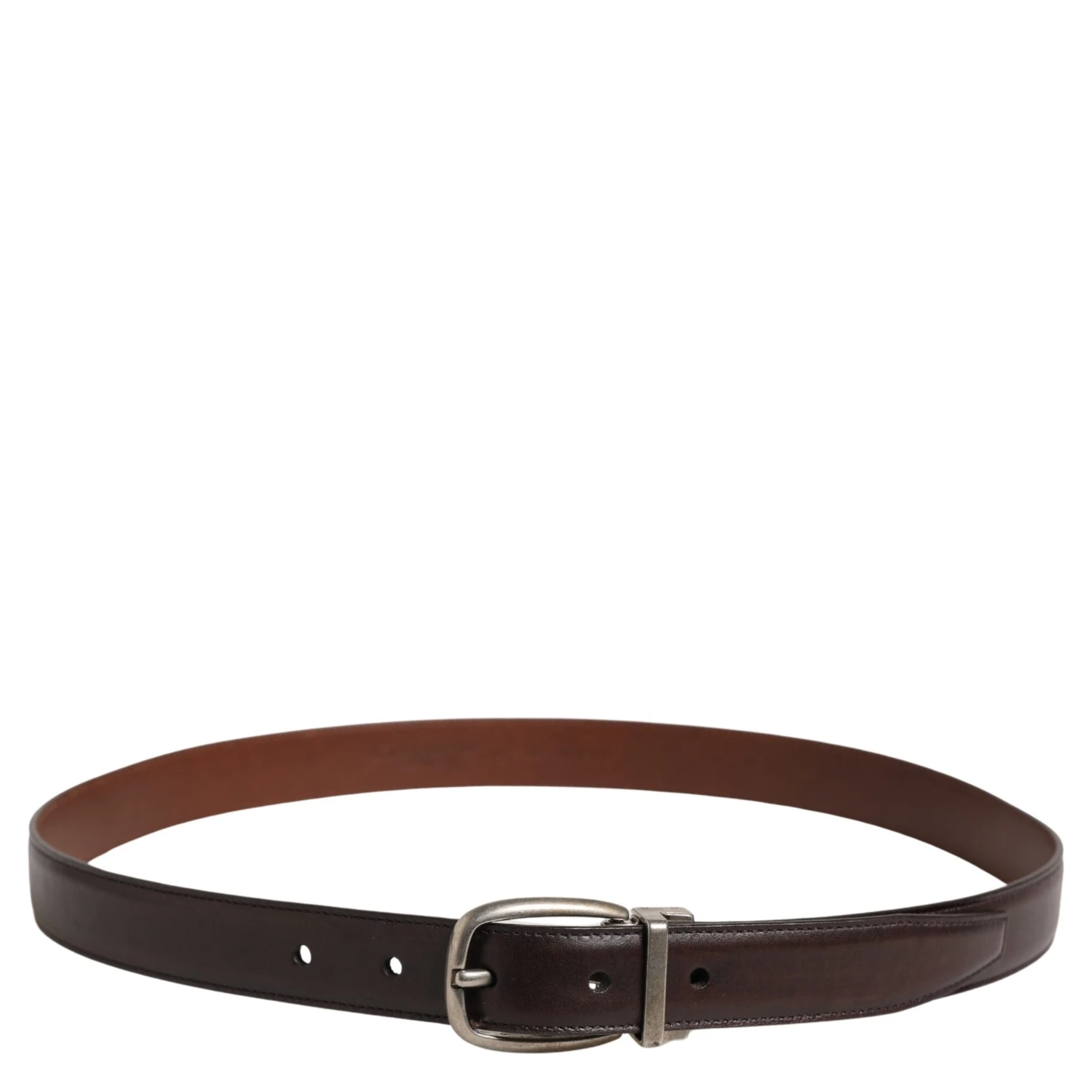 Men Brown Classic Leather Metal Buckle Belt