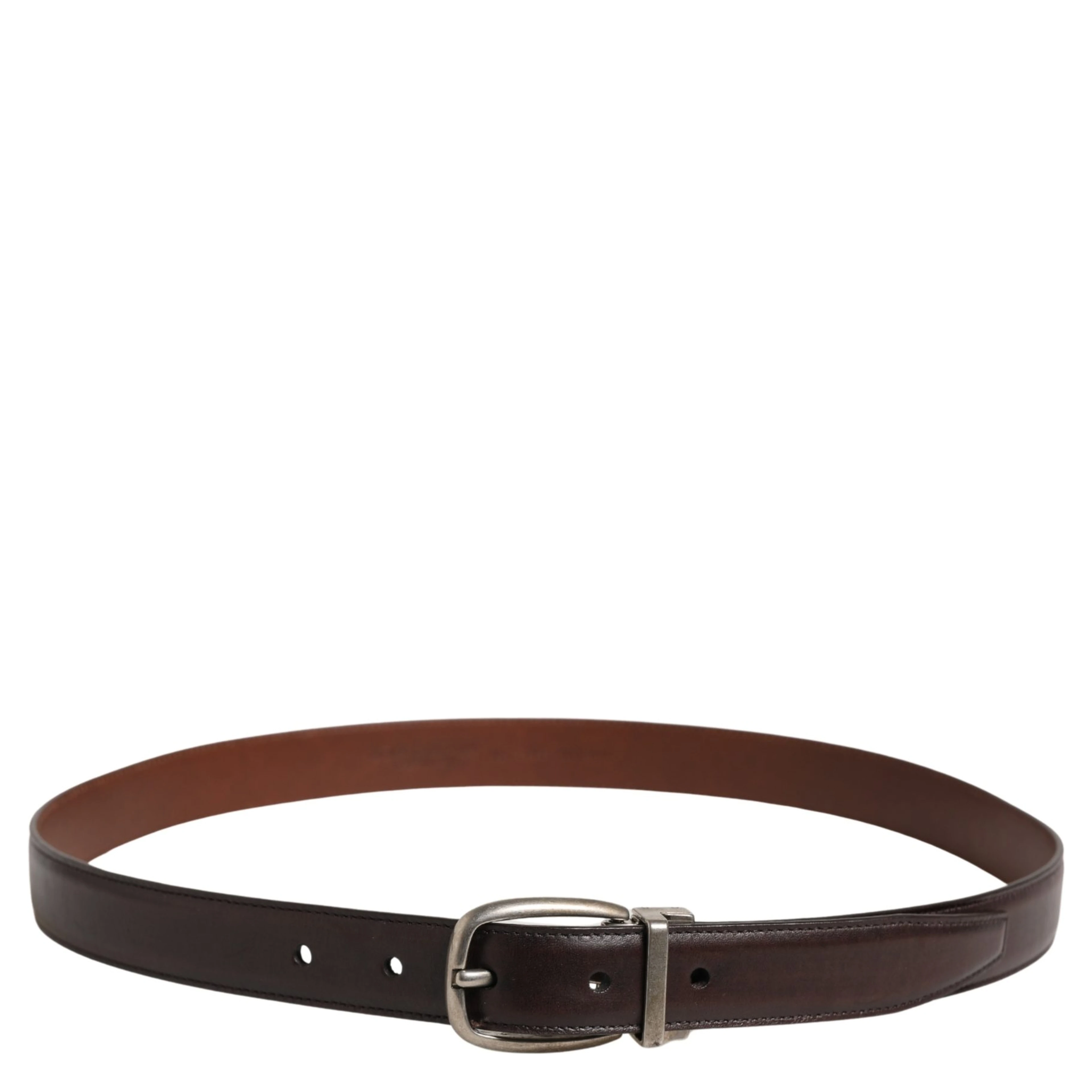 Men Brown Classic Leather Metal Buckle Belt