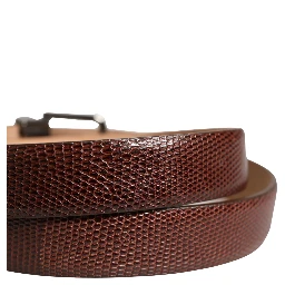 Men Brown Goatskin Leather Metal Buckle Belt