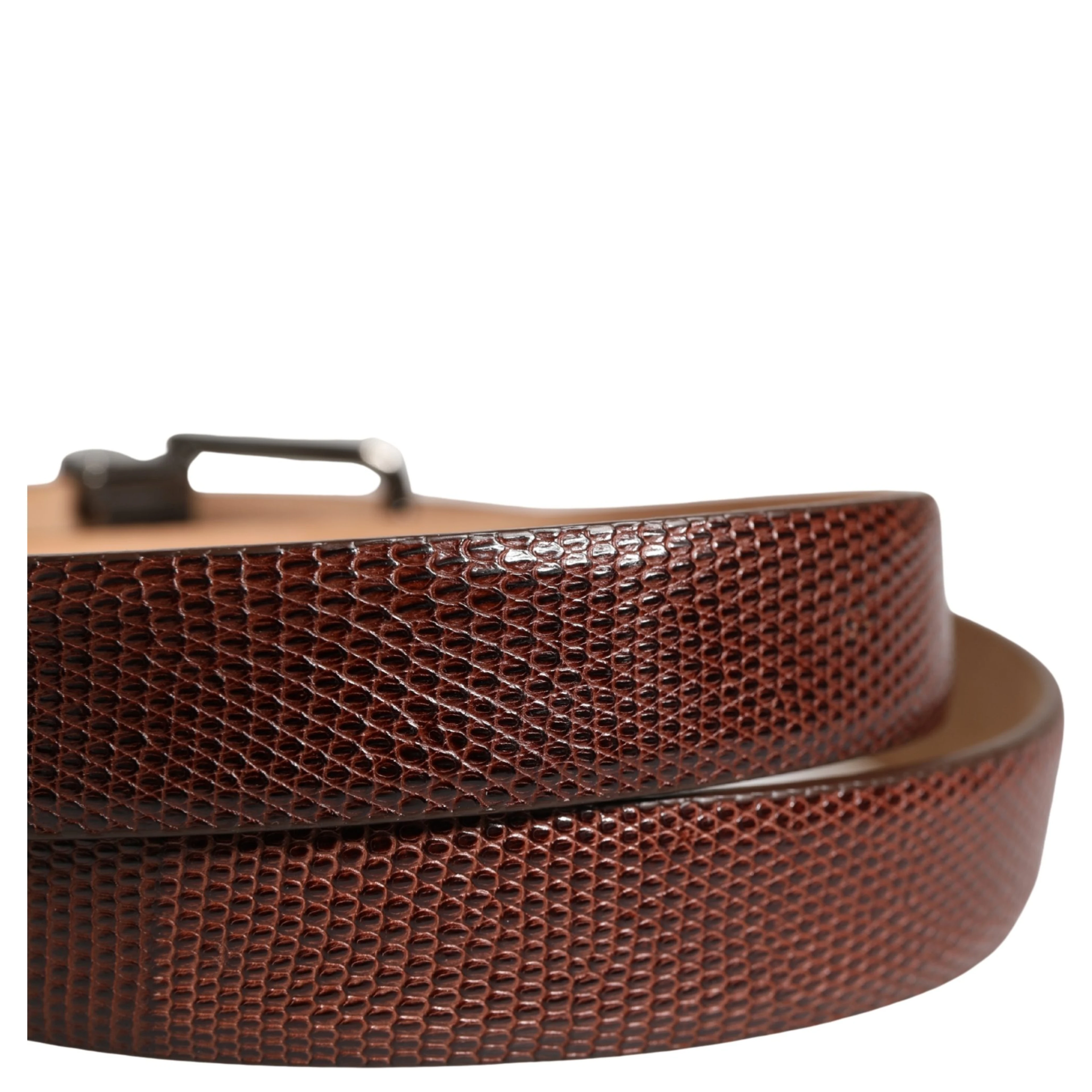 Men Brown Goatskin Leather Metal Buckle Belt