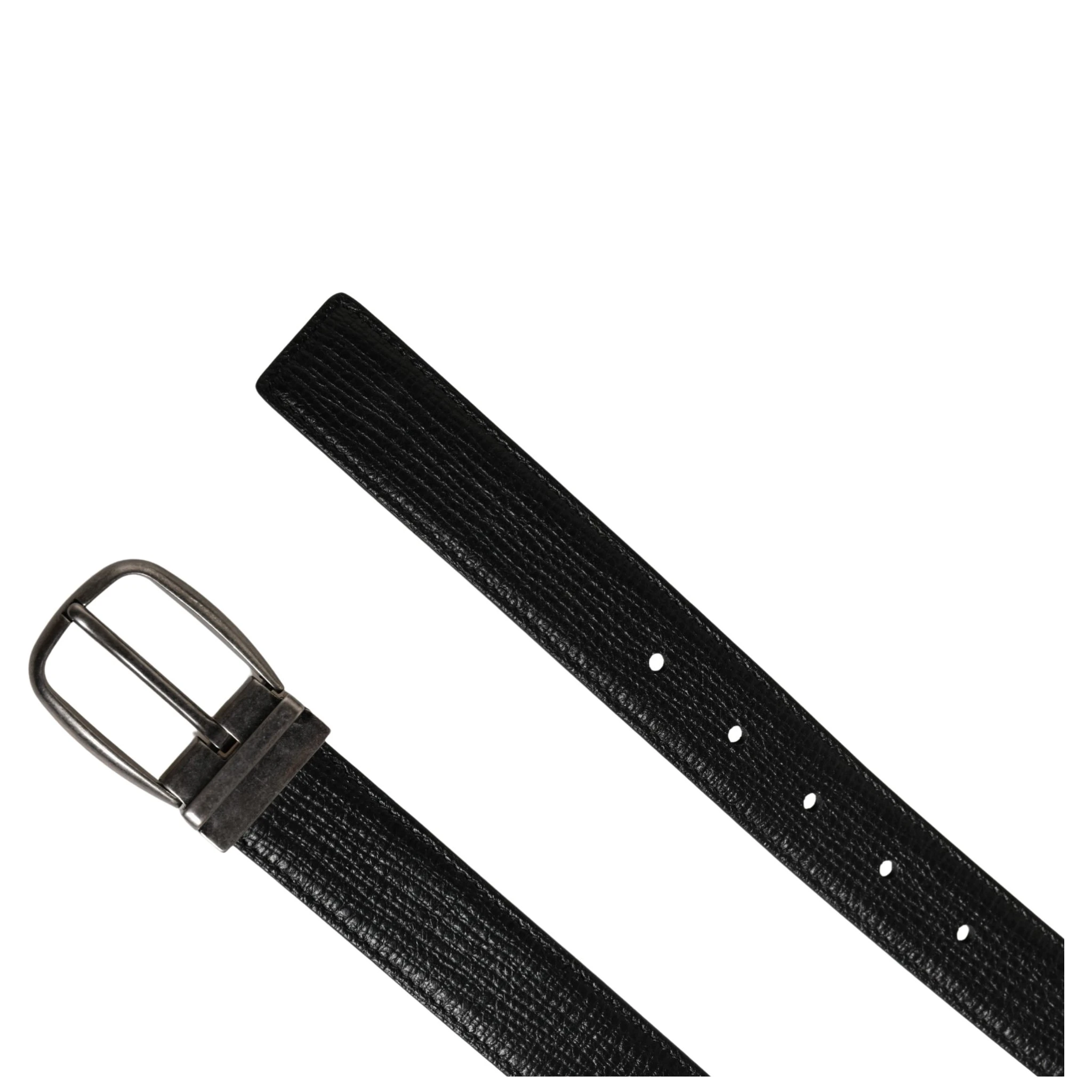 Men Black Classic Leather Metal Buckle Belt