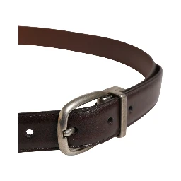 Men Brown Classic Leather Metal Buckle Belt