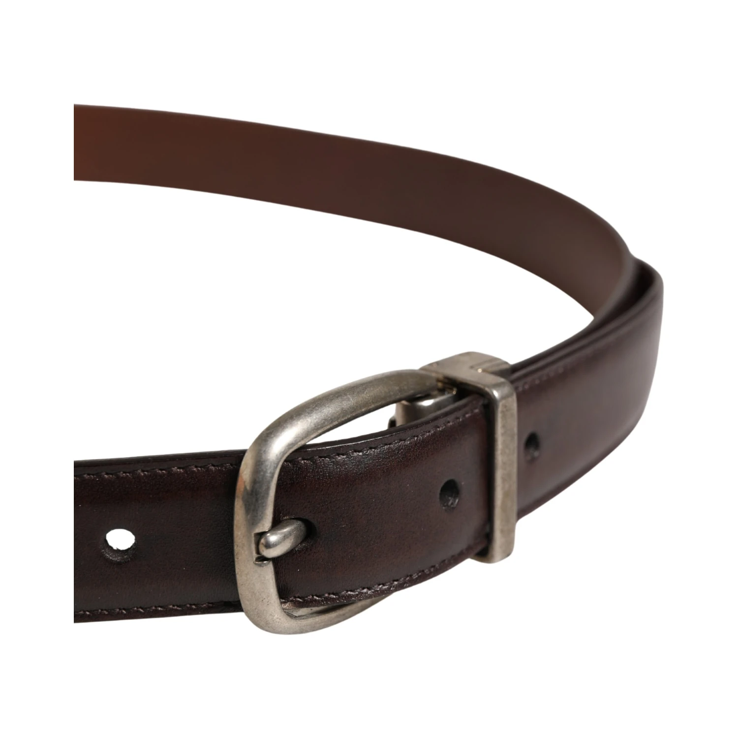 Men Brown Classic Leather Metal Buckle Belt