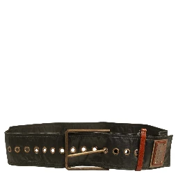 Men Black Wide Leather DG Metal Buckle Belt