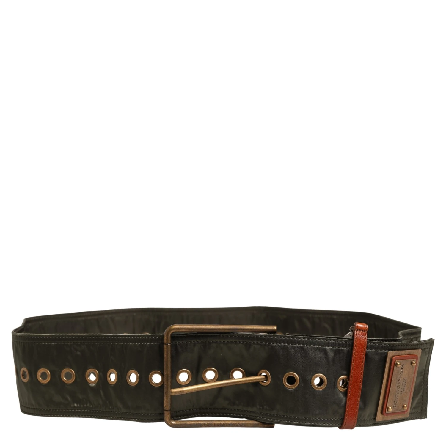 Men Black Wide Leather DG Metal Buckle Belt