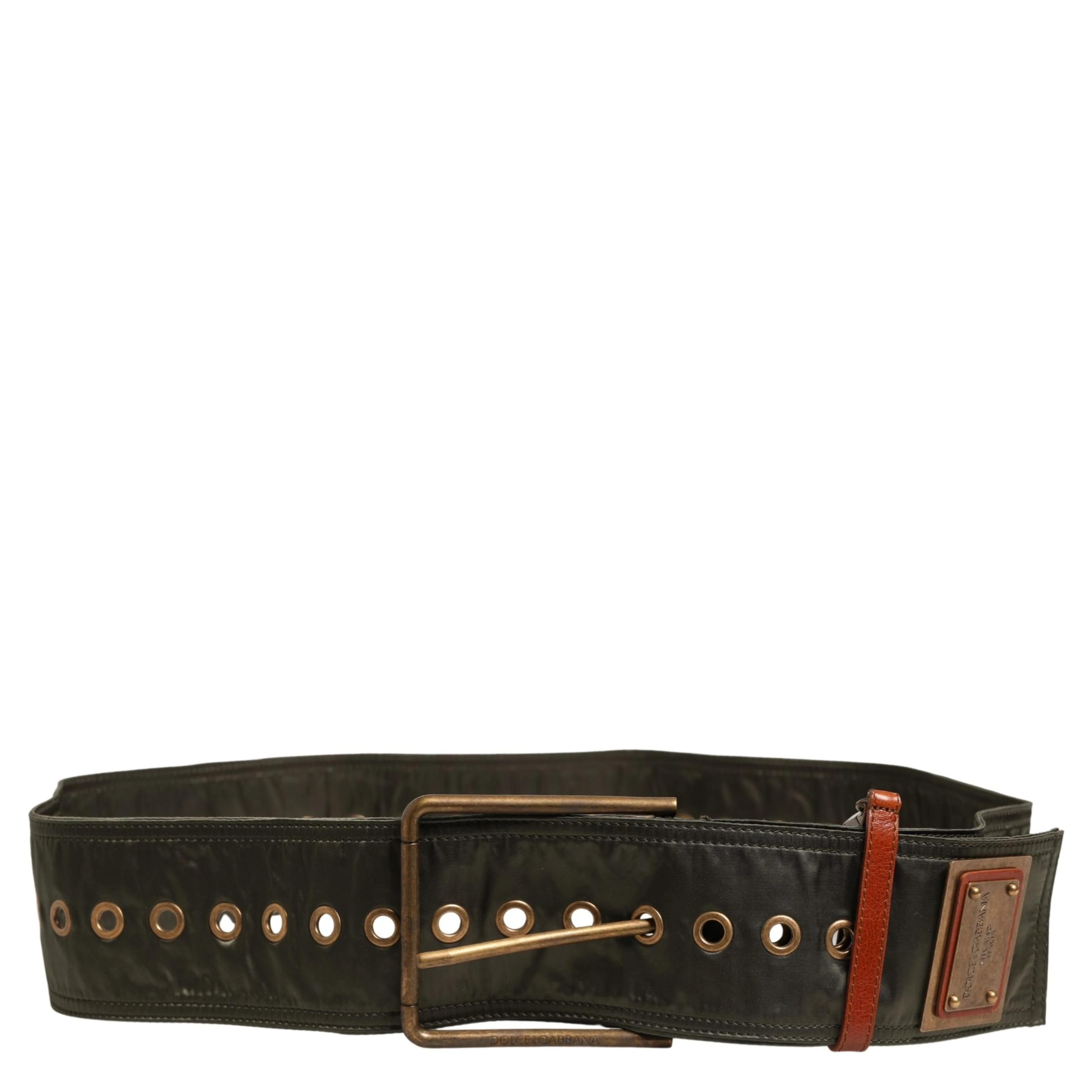 Men Black Wide Leather DG Metal Buckle Belt
