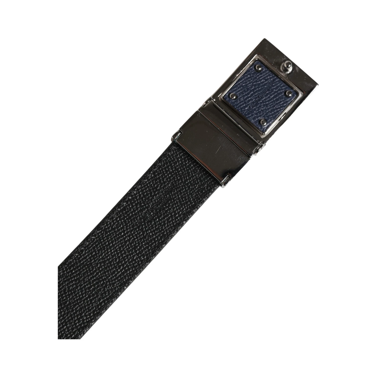 Men Blue Calfskin Leather Square Buckle Belt