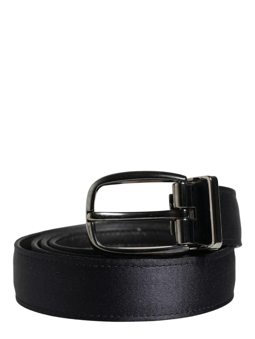 Men Black Classic Viscose Metal Buckle Belt