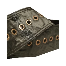 Men Black Wide Leather DG Metal Buckle Belt