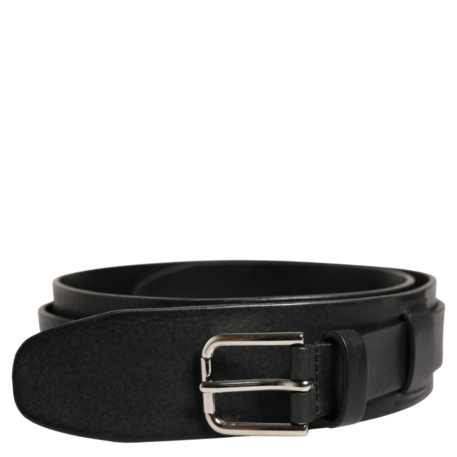 Men Black Classic Leather Metal Buckle Belt