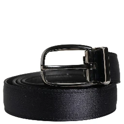 Men Black Classic Viscose Metal Buckle Belt