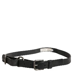 Men Black Calfskin Leather Metal Buckle Belt