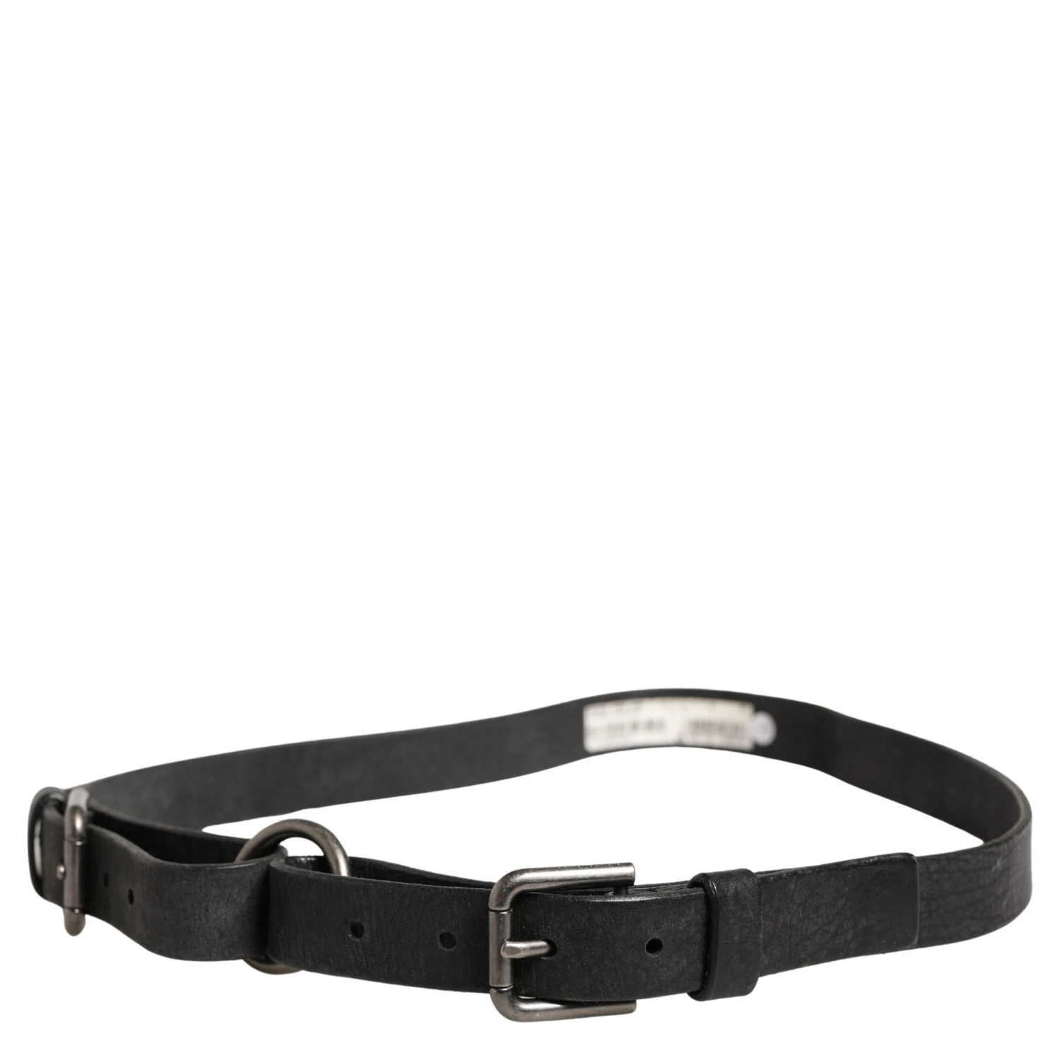 Men Black Calfskin Leather Metal Buckle Belt