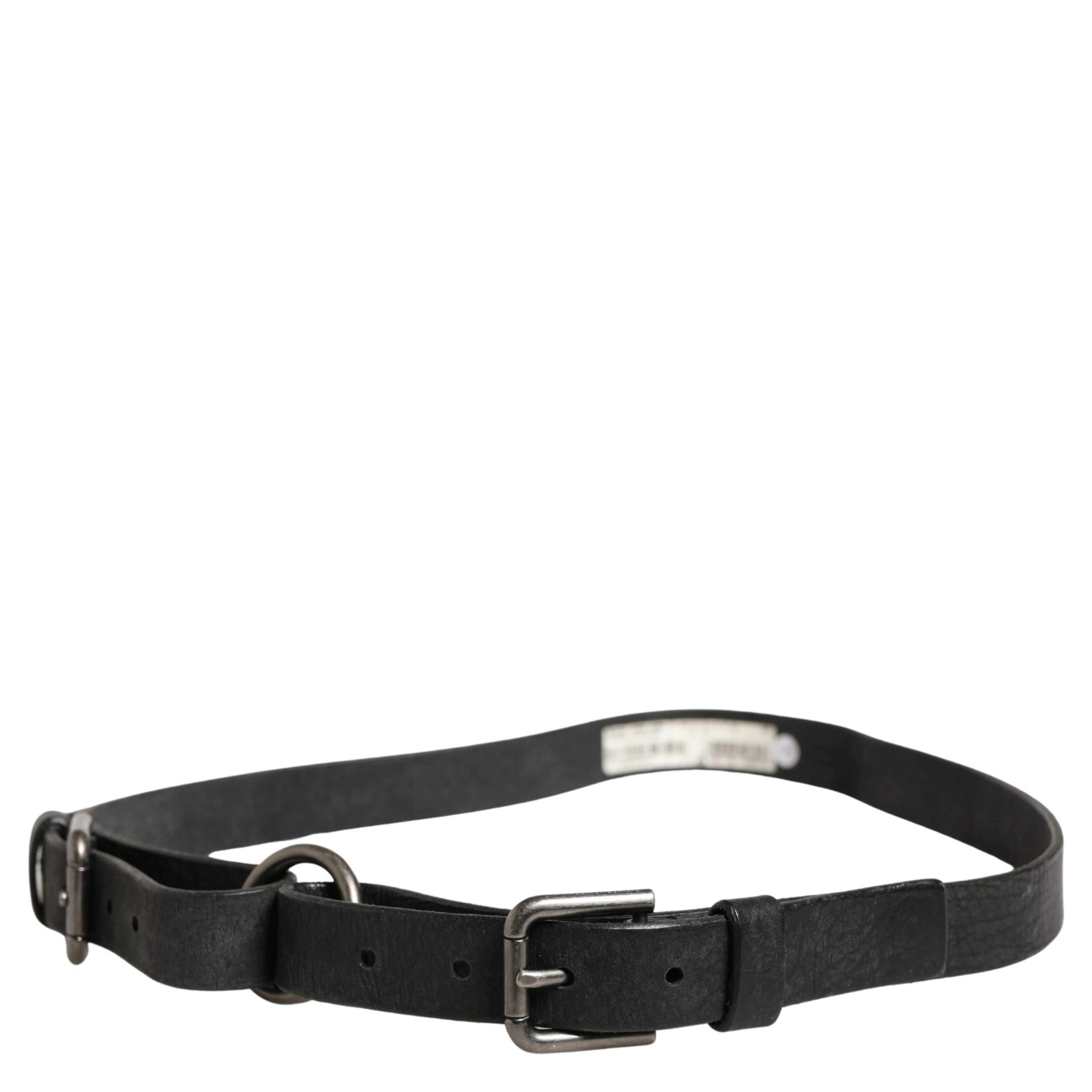 Men Black Calfskin Leather Metal Buckle Belt