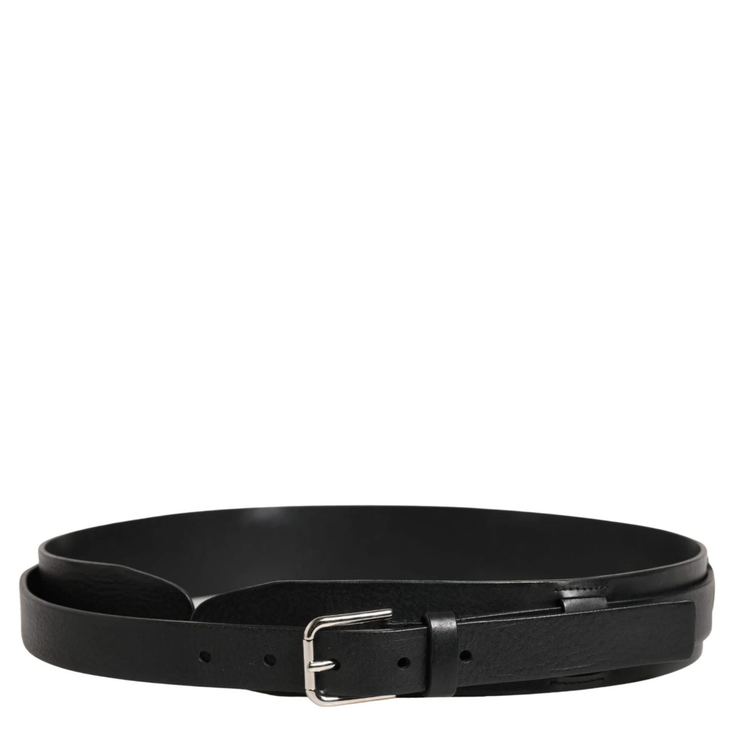 Men Black Classic Leather Metal Buckle Belt