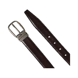 Men Brown Classic Leather Metal Buckle Belt
