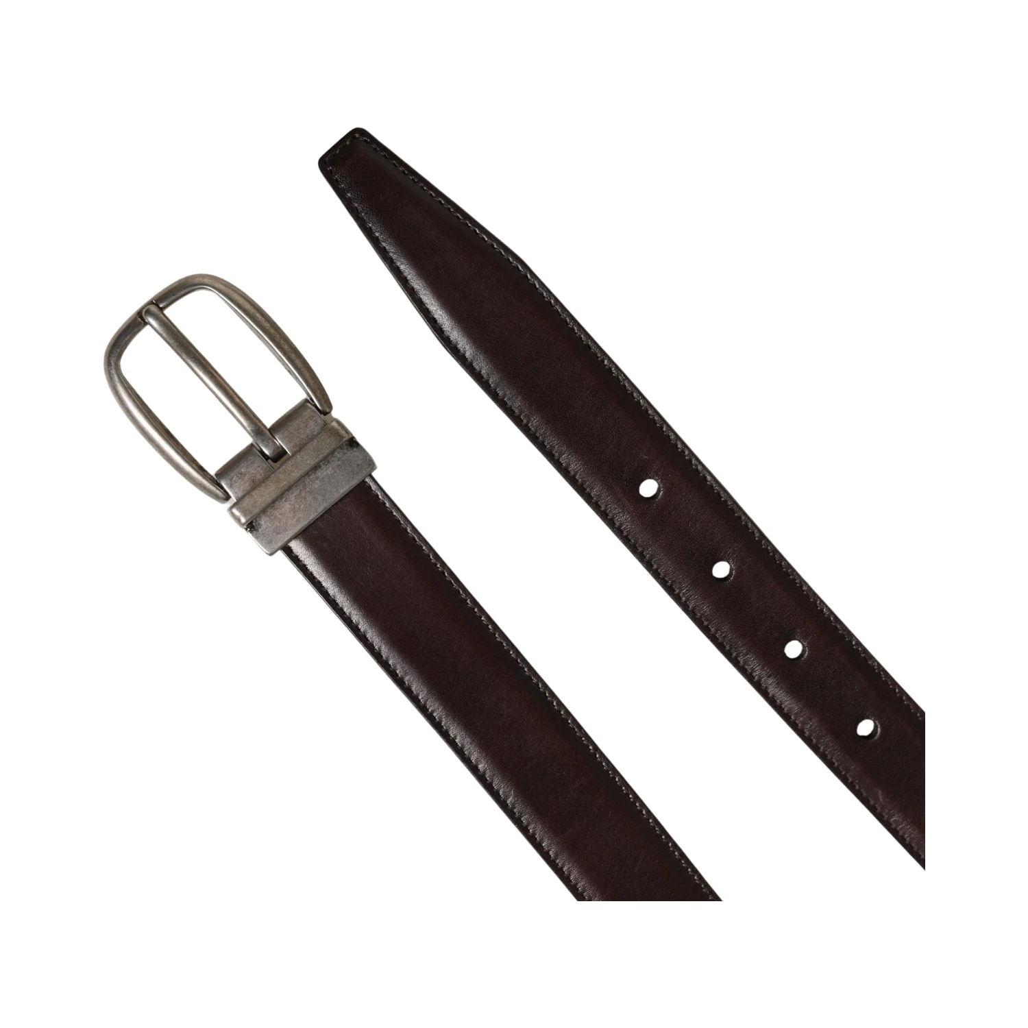 Men Brown Classic Leather Metal Buckle Belt