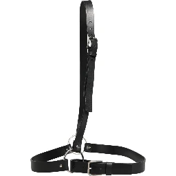 Black Double Strap Leather Silver Buckle Belt