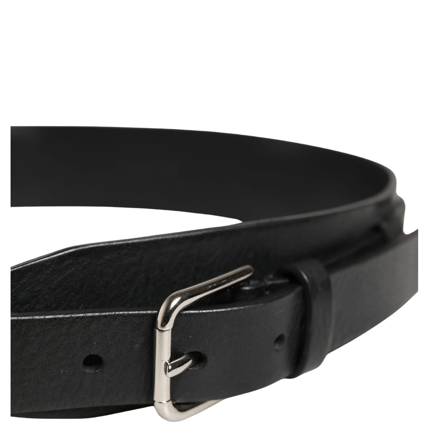 Men Black Classic Leather Metal Buckle Belt
