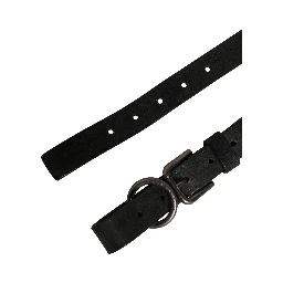Men Black Calfskin Leather Metal Buckle Belt