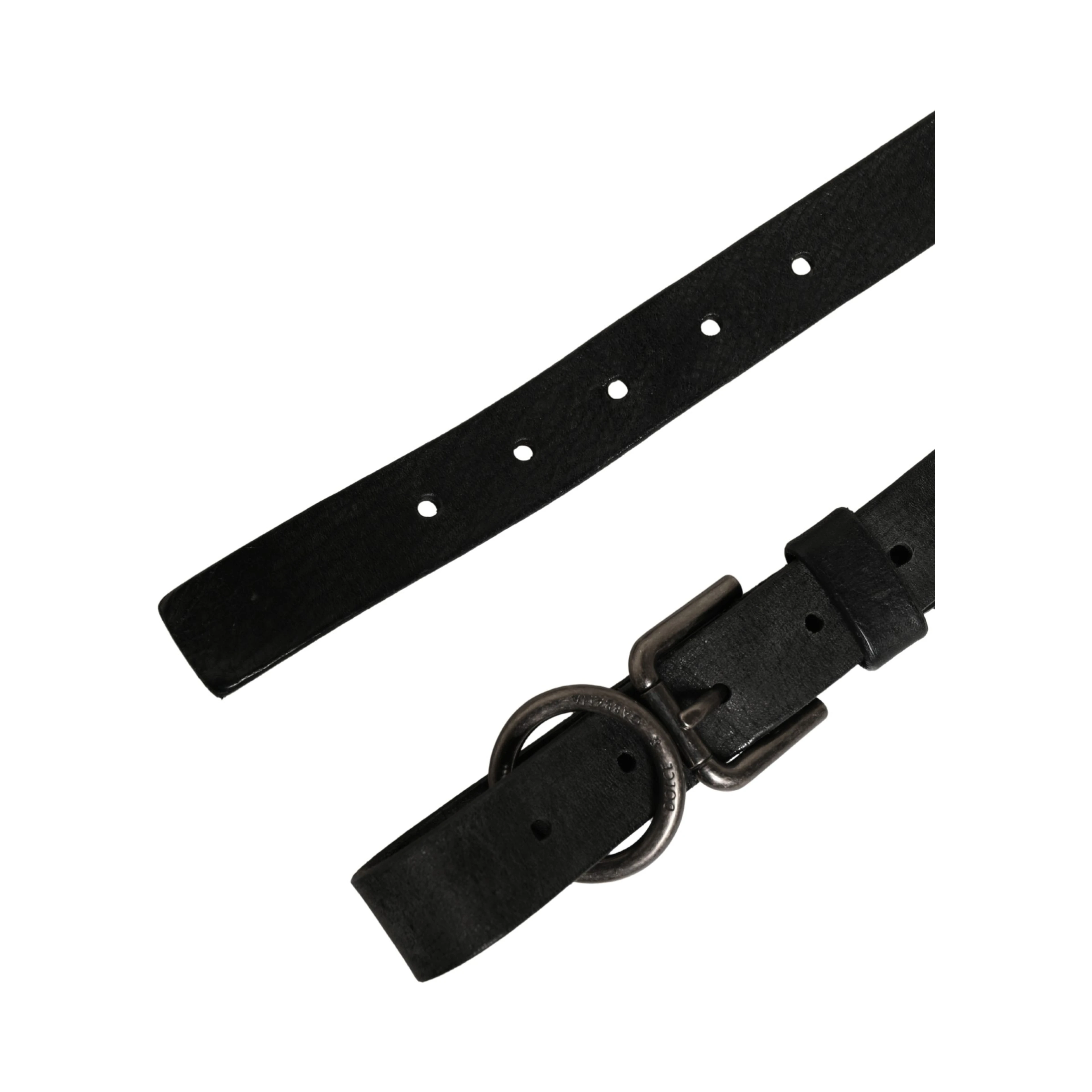 Men Black Calfskin Leather Metal Buckle Belt