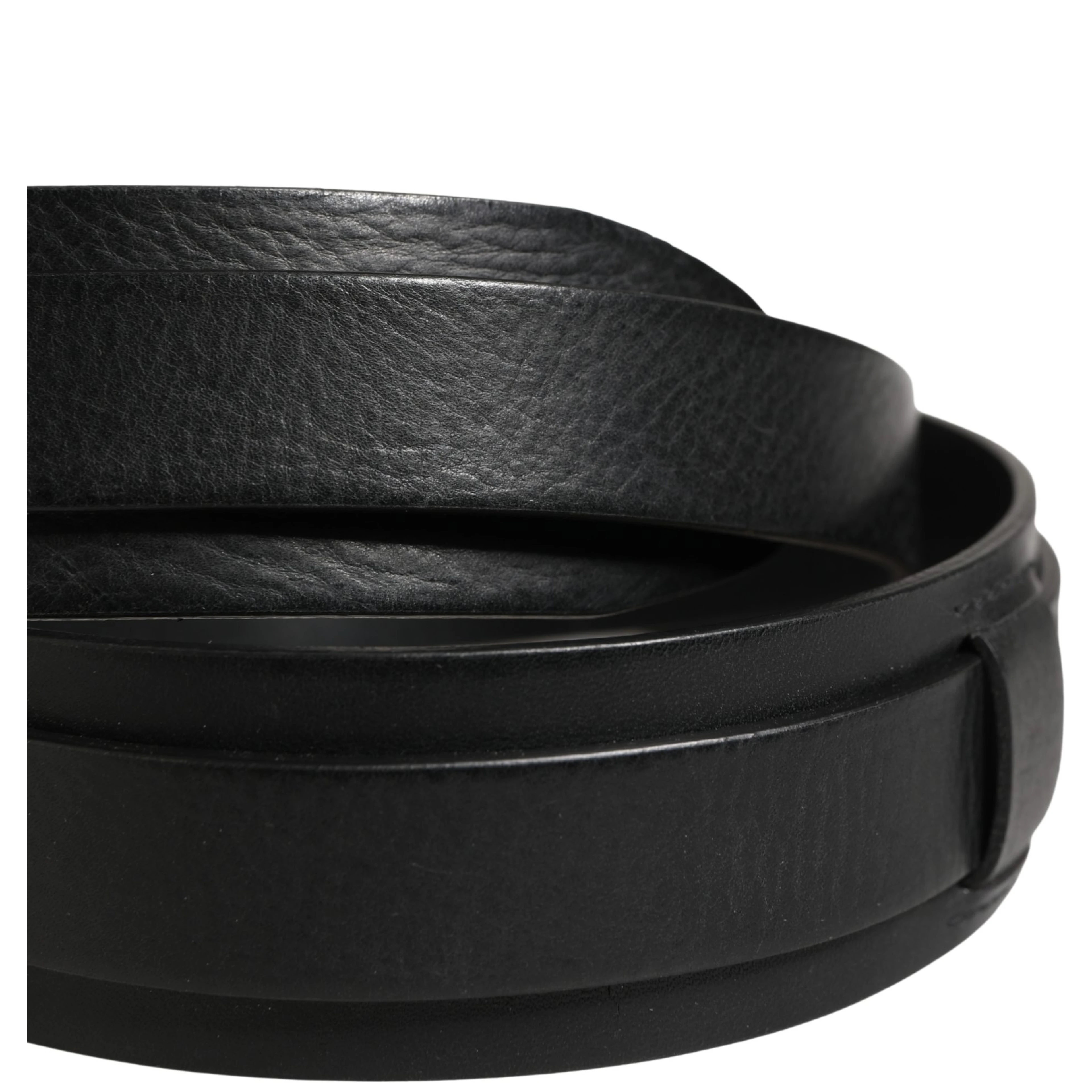 Men Black Classic Leather Metal Buckle Belt