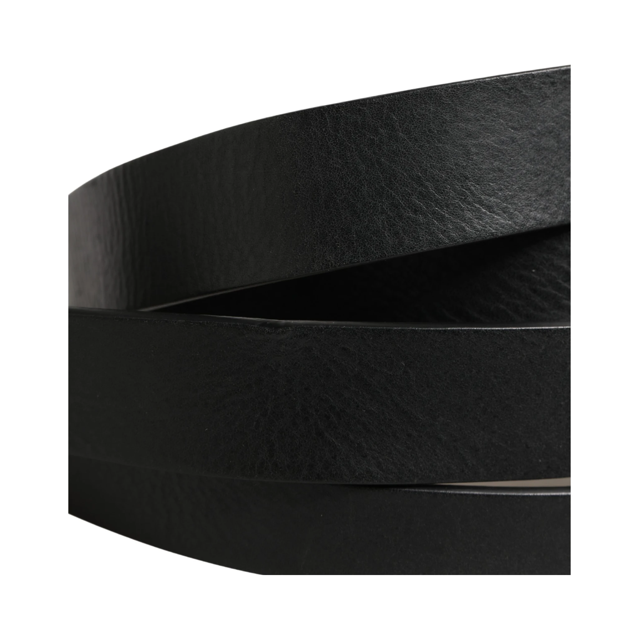Black Double Strap Leather Silver Buckle Belt