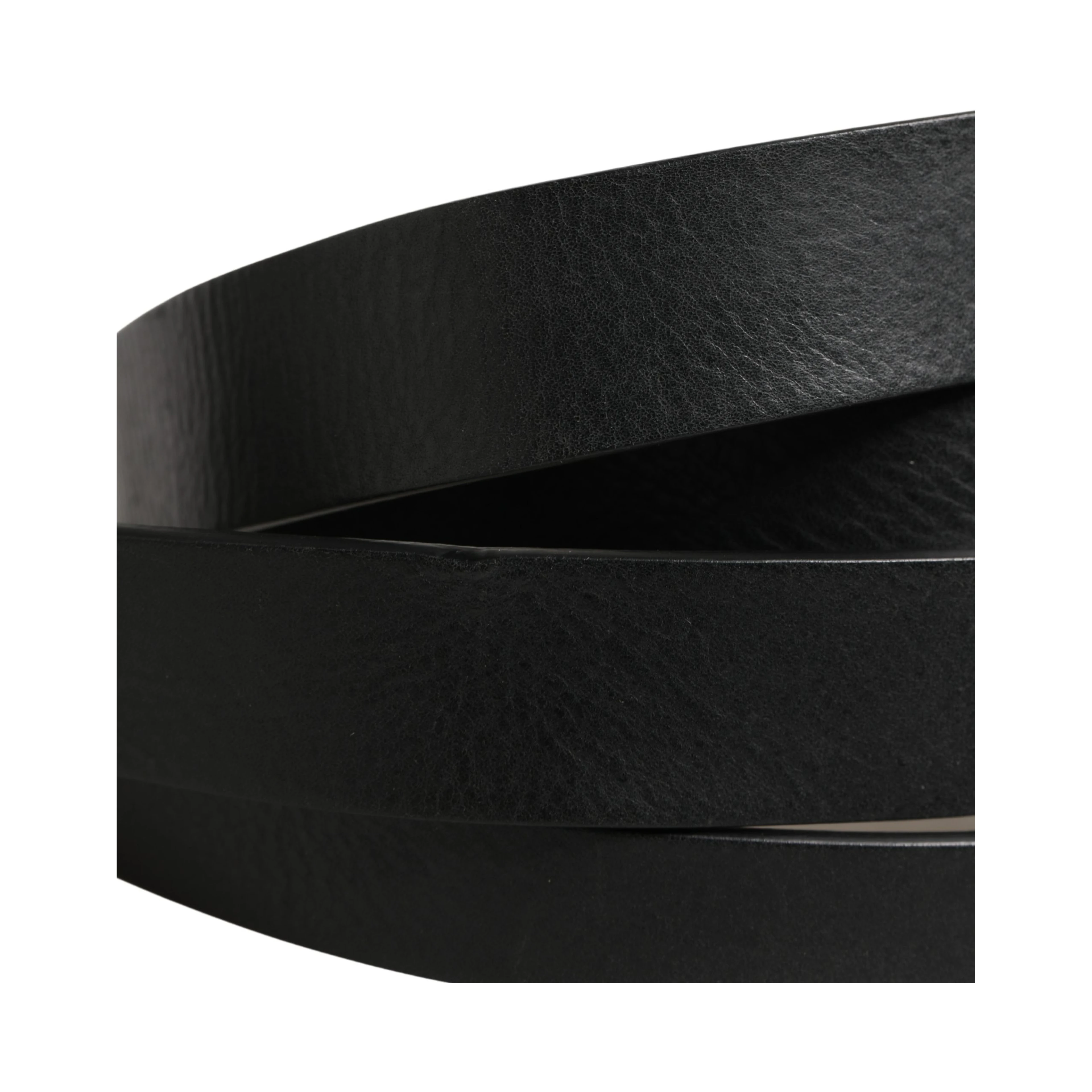 Black Double Strap Leather Silver Buckle Belt