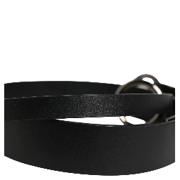 Men Black Calfskin Leather Metal Buckle Belt