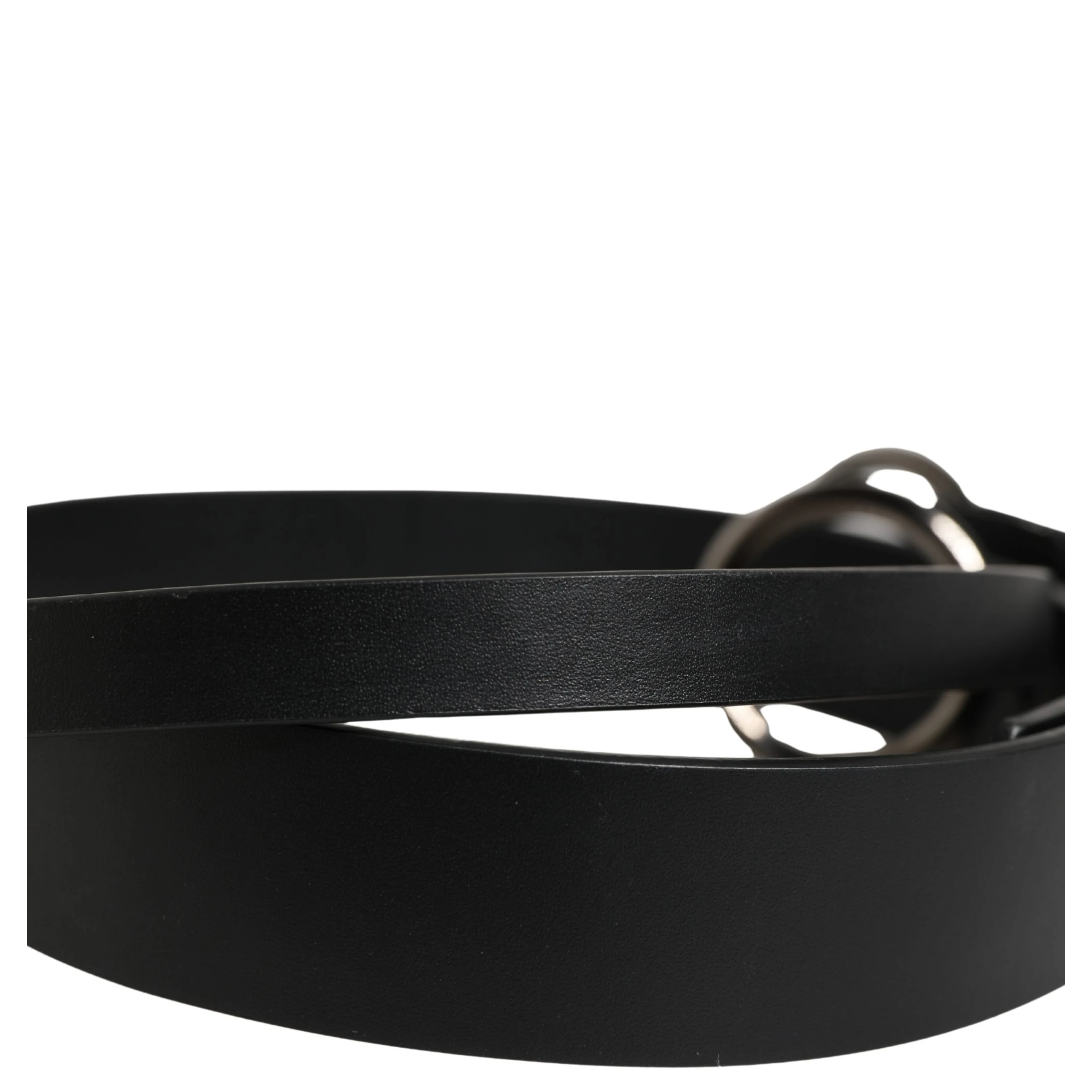 Men Black Calfskin Leather Metal Buckle Belt