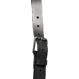 Black Double Strap Leather Silver Buckle Belt