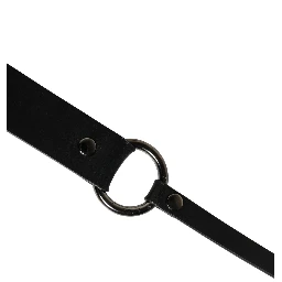 Men Black Calfskin Leather Metal Buckle Belt