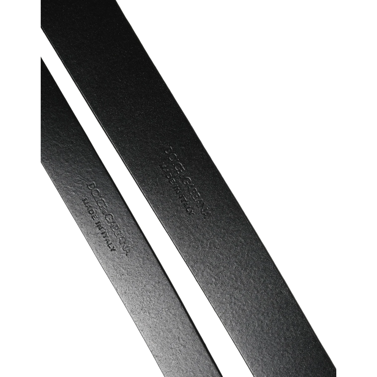 Black Double Strap Leather Silver Buckle Belt